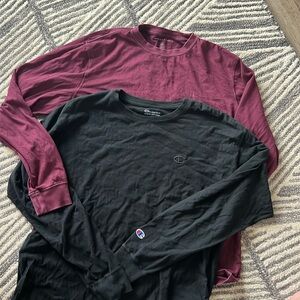 TWO long sleeve tees - American Eagle & Champion - men’s size Large